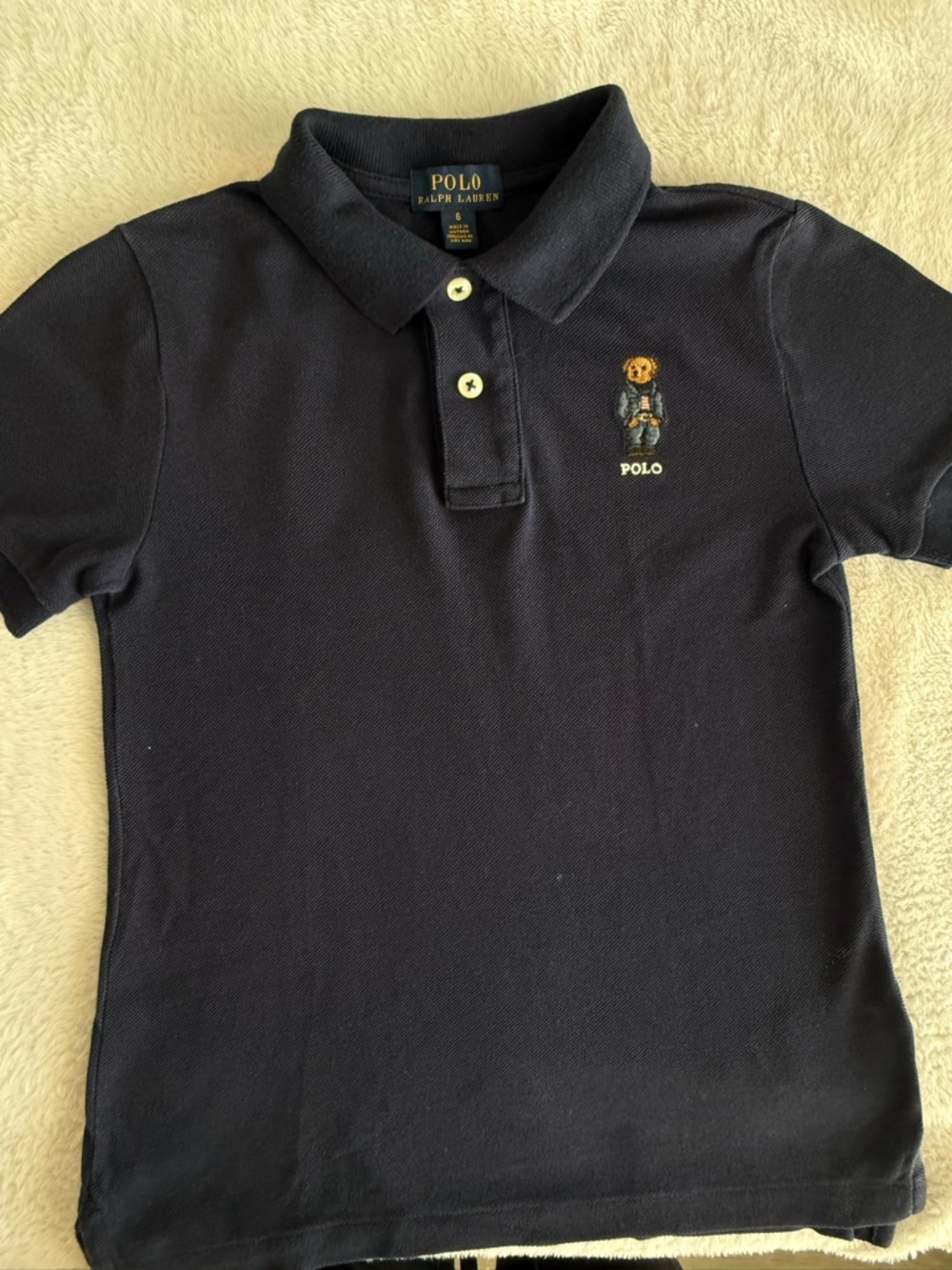 Polo by Ralph Lauren Boys Navy Blue Bear Polo